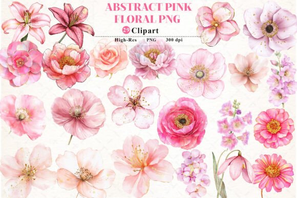 Download Abstract Pink Flower Clipart - Ink Collection