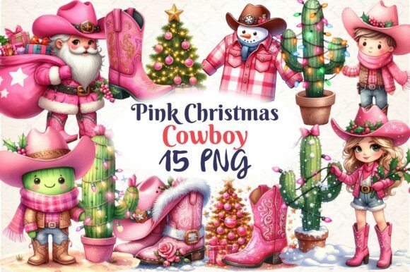 Download Pink Christmas Cowboy Clipart PNG - Premium Resources