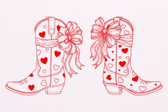 Download Cowboy Boots Valentine SVG with Hearts - Hearts Collection