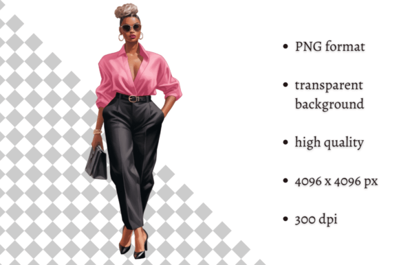 Download Fashion Lady Boss in Pink PNG Clipart - Ink Collection