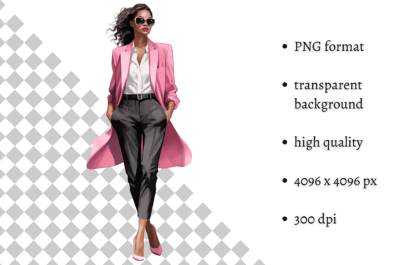 Download Fashion Lady Boss in Pink PNG Clipart - Ink Collection