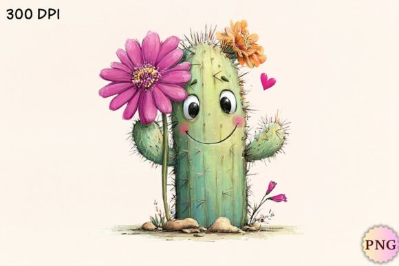 Download Whimsical Cactus Valentine's Day PNG - Cactus valentine Collection