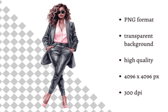 Download Fashion Lady Boss in Pink PNG Clipart - Ink Collection