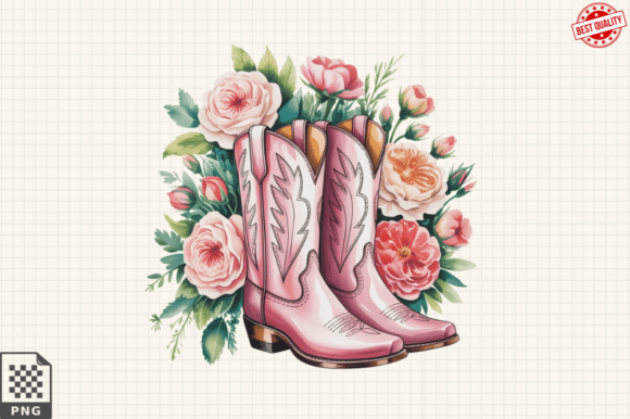 Download Pink Cowboy Boots Clipart Sublimation - Ink Collection