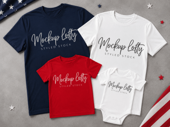 Download Family Group 4th of July Flat Lay Mockup - Premium Bundle