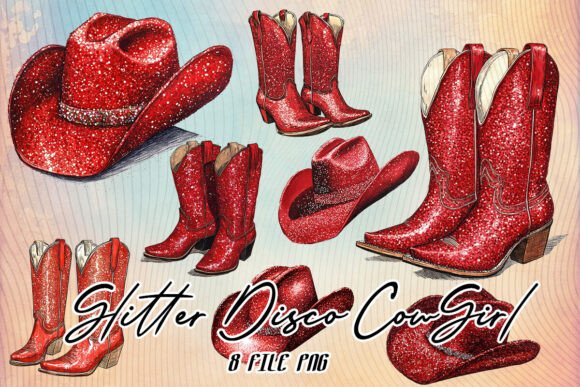 Download Glitter Disco Cowgirl Cowboy Clipart PNG - Premium Resources