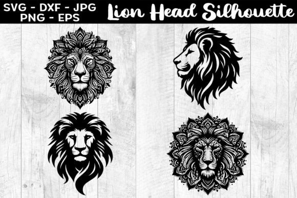 Download Lion Head Silhouettes SVG EPS PNG - Lion Collection