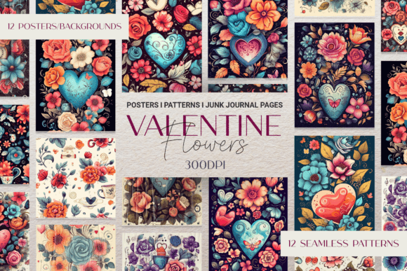 Download Doodle Valentine Hearts &amp; Flowers Pack - Hearts Collection