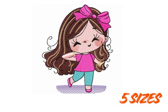 Download Cute Pink Girl Embroidery Design - Ink Collection